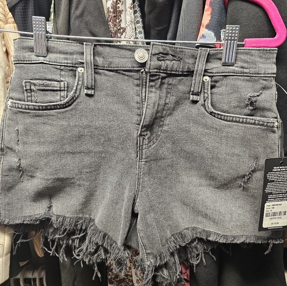 New Hudson Jeans Gray Distressed Jean Shorts Size 24